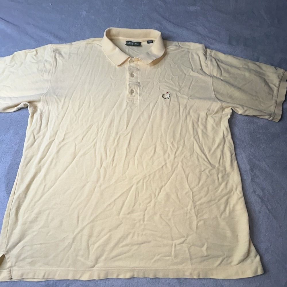 Vintage Masters Shirt Mens XL Yellow Golf Masters Collection Hong Kong Polo